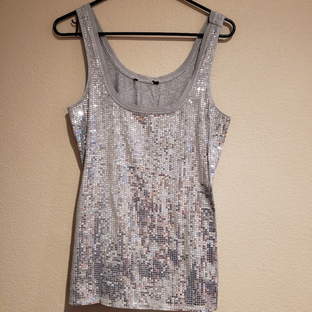 Sequin Silver Top